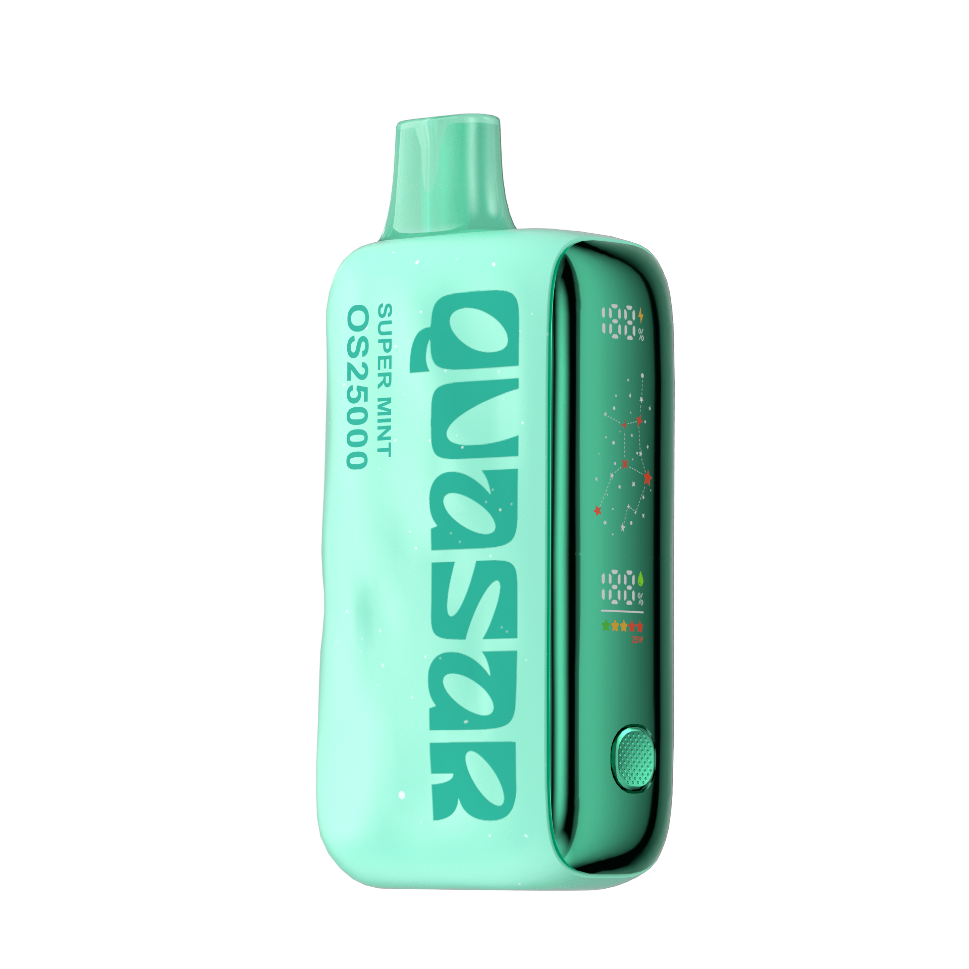 Close-up image of Super Mint Flavor Lost Mary Vape Quasar OS25000 Disposable Vape with 25000 puffs, long-lasting and high-quality vaping product