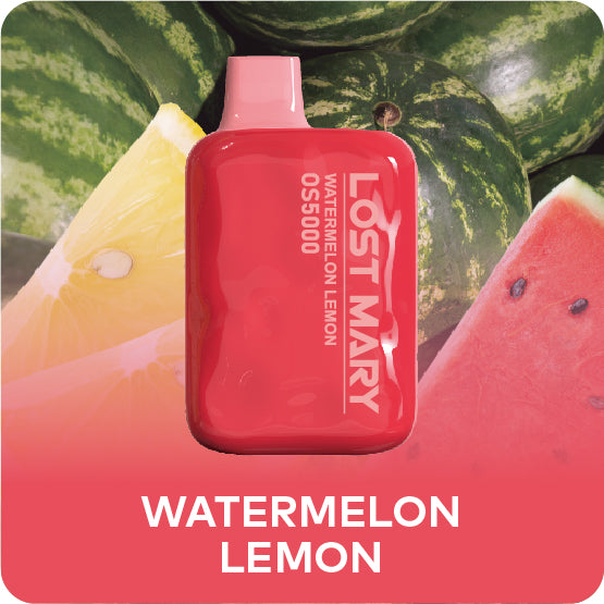 Vibrant watermelon and lemon flavored soda, the refreshing Lost Mary OS5000 beverage