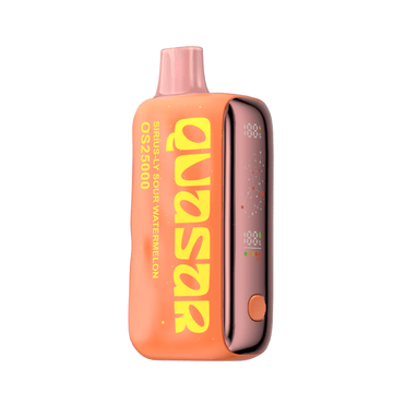 A close-up image of the Sirius-ly Sour Watermely Flavor Lost Mary Vape Quasar OS25000 Disposable Vape – 25K Puffs, showcasing its sleek design and vibrant watermelon flavor